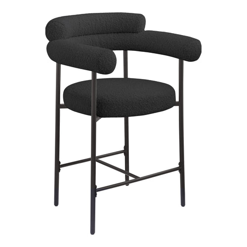 Blake Boucle Fabric Upholstered Counter Stool in Black