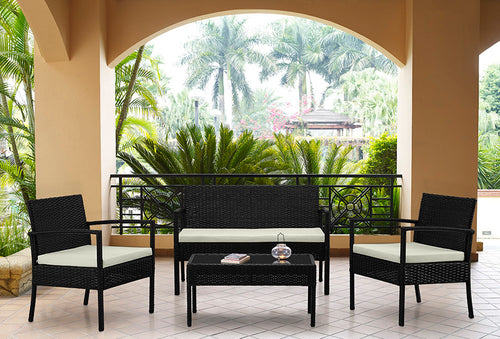 Noli 4-Piece Conversation Set in Black and Cream