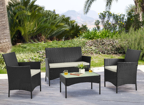 Imperia 4-Piece Conversation Set in Black and Cream