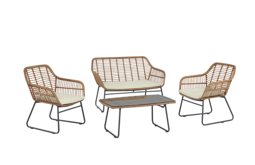 Antibes 4-Piece Conversation Set in Tan and Cream