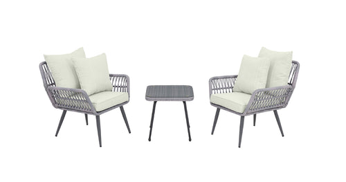 Cannes 3-Piece Conversation Set in Gray and Cream