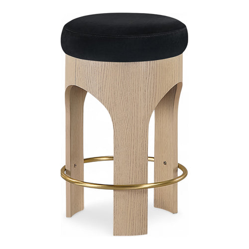 Bocceli Velvet Upholstered Counter Stool in Black