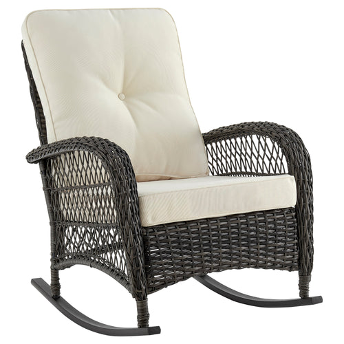 Fruttuo Upholstered Rocking Chair in Cream and Black