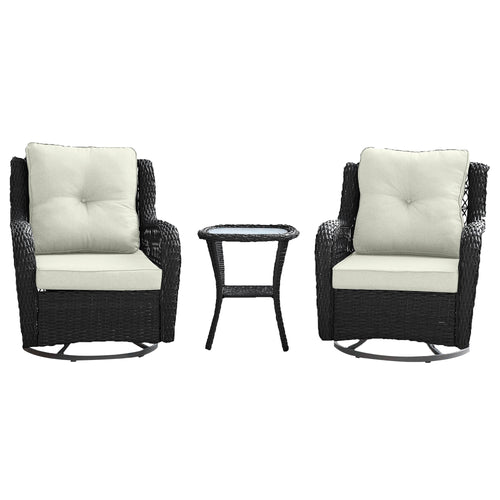 Fruttuo 3-Piece Conversation Set (Swivel) in Cream and Black