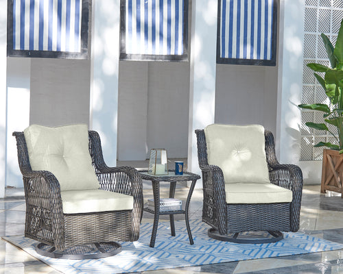 Fruttuo 3-Piece Conversation Set (Swivel) in Cream and Black
