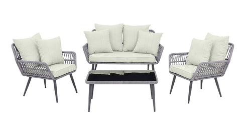 Portofino 4-Piece Conversation Set in Gray and Cream