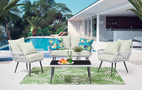 Portofino 4-Piece Conversation Set in Gray and Cream