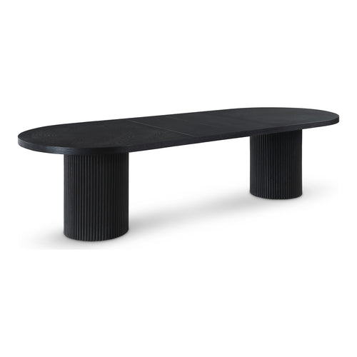 Belinda 90" / 106.5" / 123" Oak Wood Dining Table (3 Boxes) in Black