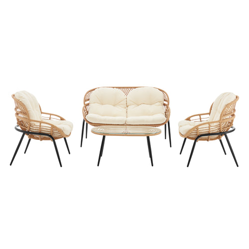 Pine 4-Piece Conversation Set in Cream