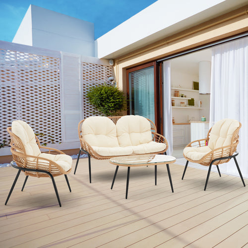 Pine 4-Piece Conversation Set in Cream
