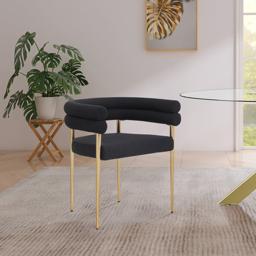 Brielle Boucle Fabric Upholstered Dining Chair in Black