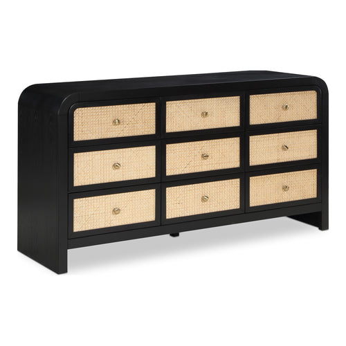 Siena Ash Wood And Natural Cane Dresser in Black