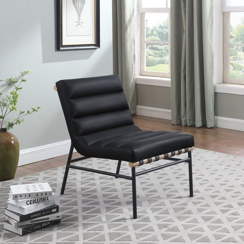 Burke Boucle Fabric Upholstered Accent Chair in Black