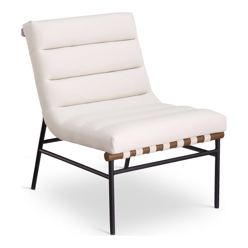 Burke Vegan Leather Upholstered Accent Chair in Cream