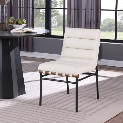 Burke Vegan Leather Upholstered Dining Chair in Cream
