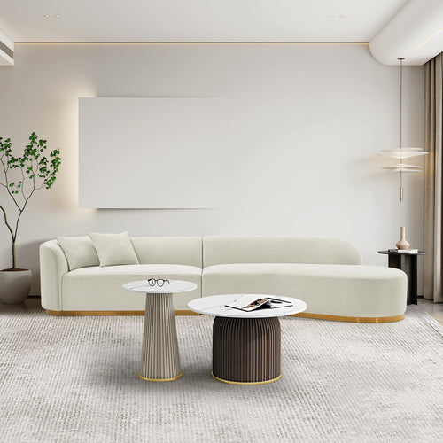 Daria 132" Chenille Sectional in Ivory