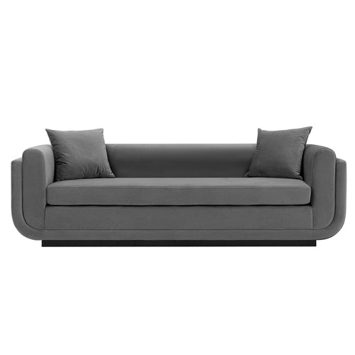 Edmonda 91" Velvet Sofa in Dark Gray