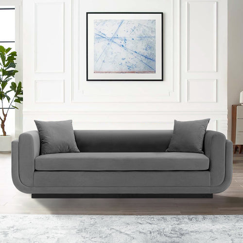 Edmonda 91" Velvet Sofa in Dark Gray