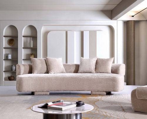 Verandah 112" Chenille Sofa in Beige