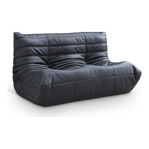 Relax 54.75" Vegan Leather Upholstered Loveseat in Black