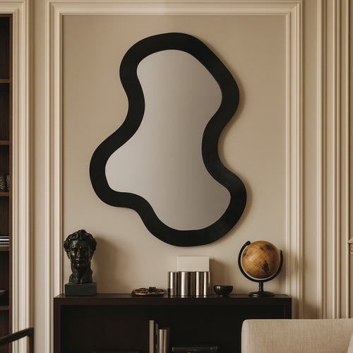Oblique Iron Frame Mirror in Black