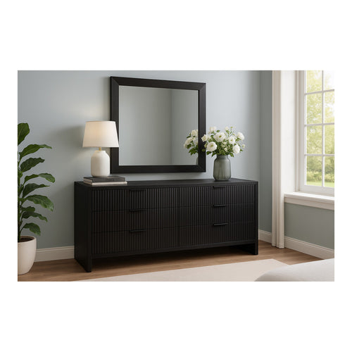 Fairfax Solid Wood And Oak Veneer Frame Mirror in Black