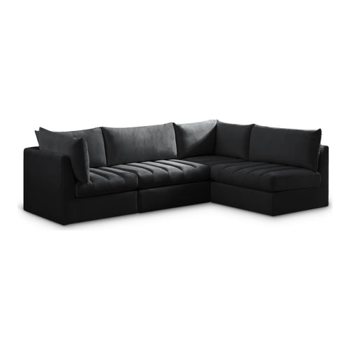 Jacob 103" Velvet Upholstered 4pc. Modular Sectional in Black