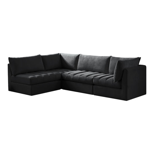 Jacob 103" Velvet Upholstered 4pc. Modular Sectional in Black