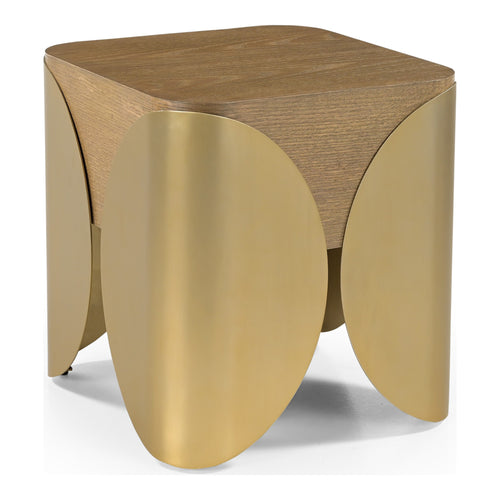Cazari Oak Wood And Iron End Table in Brown