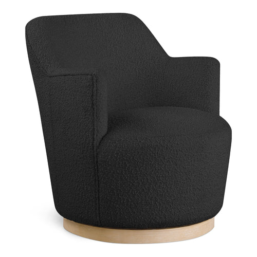 Clarita Boucle Fabric Upholstered Swivel Accent Chair in Black