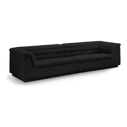 Cascade 118" Boucle Fabric Upholstered Modular Sofa in Black
