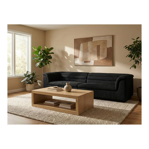 Cascade 118" Boucle Fabric Upholstered Modular Sofa in Black