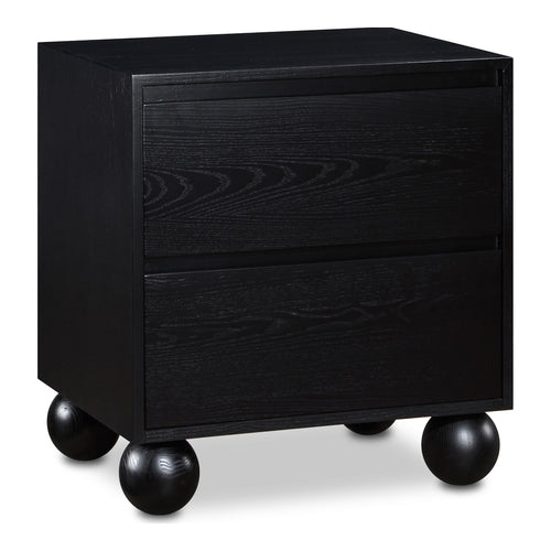 Kent Ash Wood Nightstand in Black