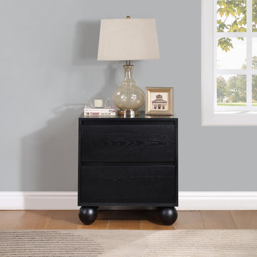 Kent Ash Wood Nightstand in Black