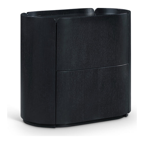 Everett Oak Veneer Nightstand in Black