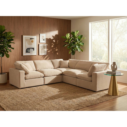 Comfy 119" Velvet Upholstered 5pc. Modular Sectional in Beige