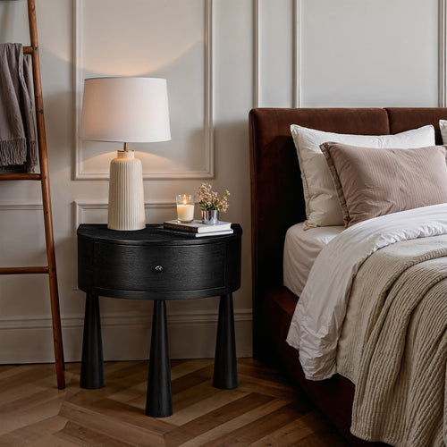 Oasis Acacia Veneer And Solid Wood Night Stand in Black