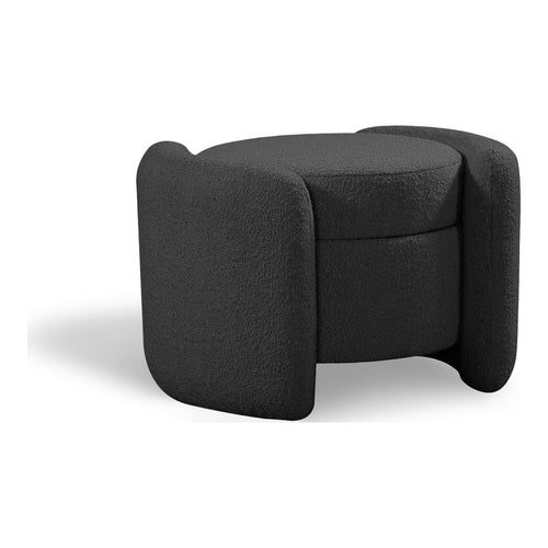 Horizon Boucle Fabric Upholstered Ottoman in Black