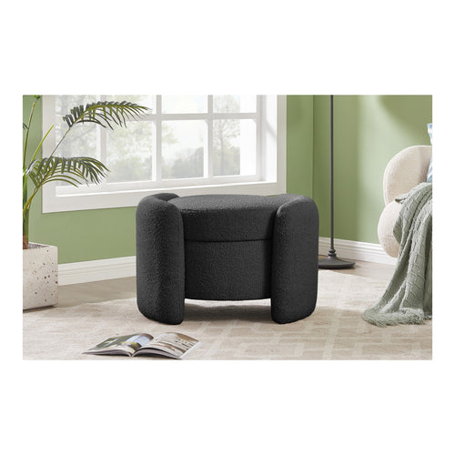 Horizon Boucle Fabric Upholstered Ottoman in Black