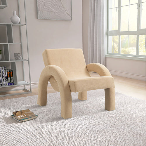 Corduroy Fabric Upholstered Accent Chair in Beige