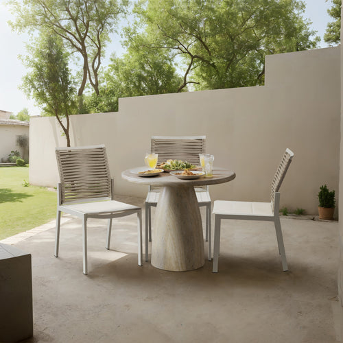 Cosenza 36" Travertine Finish Concrete Indoor / Outdoor Dining Table in Natural