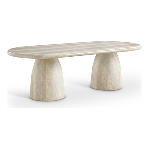 Cosenza 96" Travertine Finish Concrete Indoor / Outdoor Dining Table (3 Boxes) in Natural