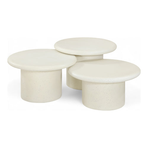 Emara Concrete And Fiberglass 3pc. Indoor / Outdoor Coffee Table in Cream