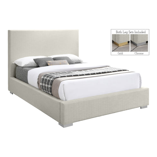Crosby Linen Textured Fabric Upholstered King Bed in Beige