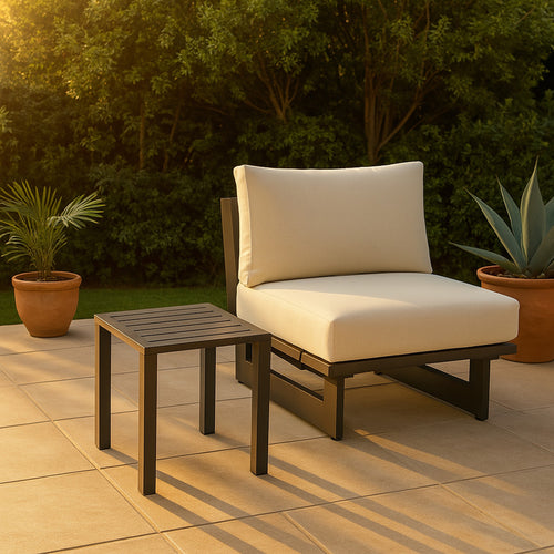 Maldives Aluminum Outdoor Patio End Table in Grey