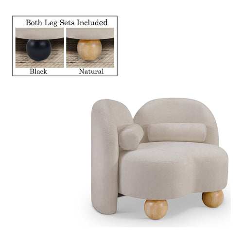 Daphne Chenille Fabric Upholstered Chair in Beige