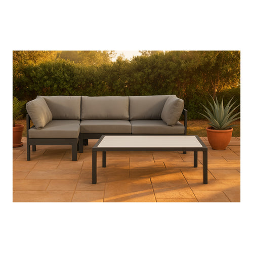 Nizuc 90" Water Resistant Fabric Upholstered 4pc. Outdoor Patio Modular Sectional (376-) in Grey