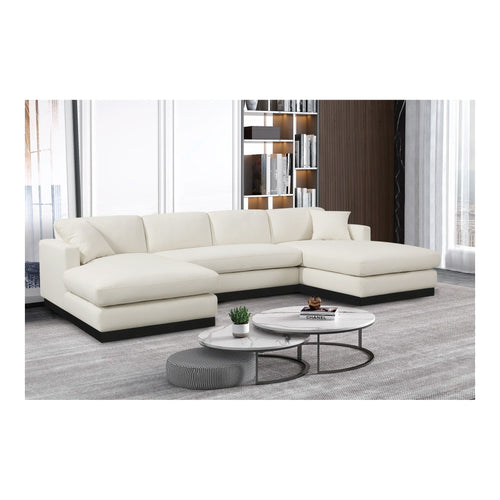 Johanna 127" Linen Textured Fabric Upholstered 3pc. Sectional in Cream