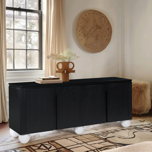 Cardiff Laquer And Oak Veneer Sideboard / Buffet (77022-) in Black