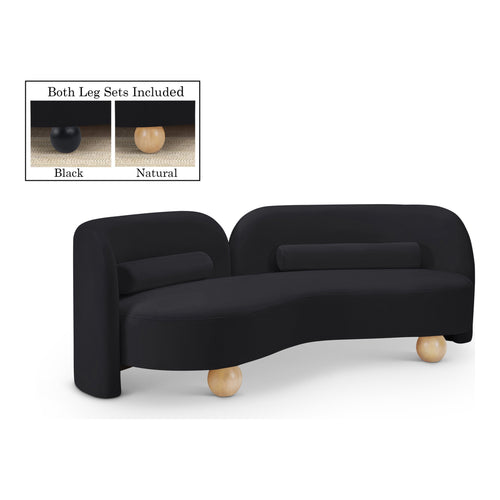 Daphne 89" Velvet Upholstered Sofa in Black